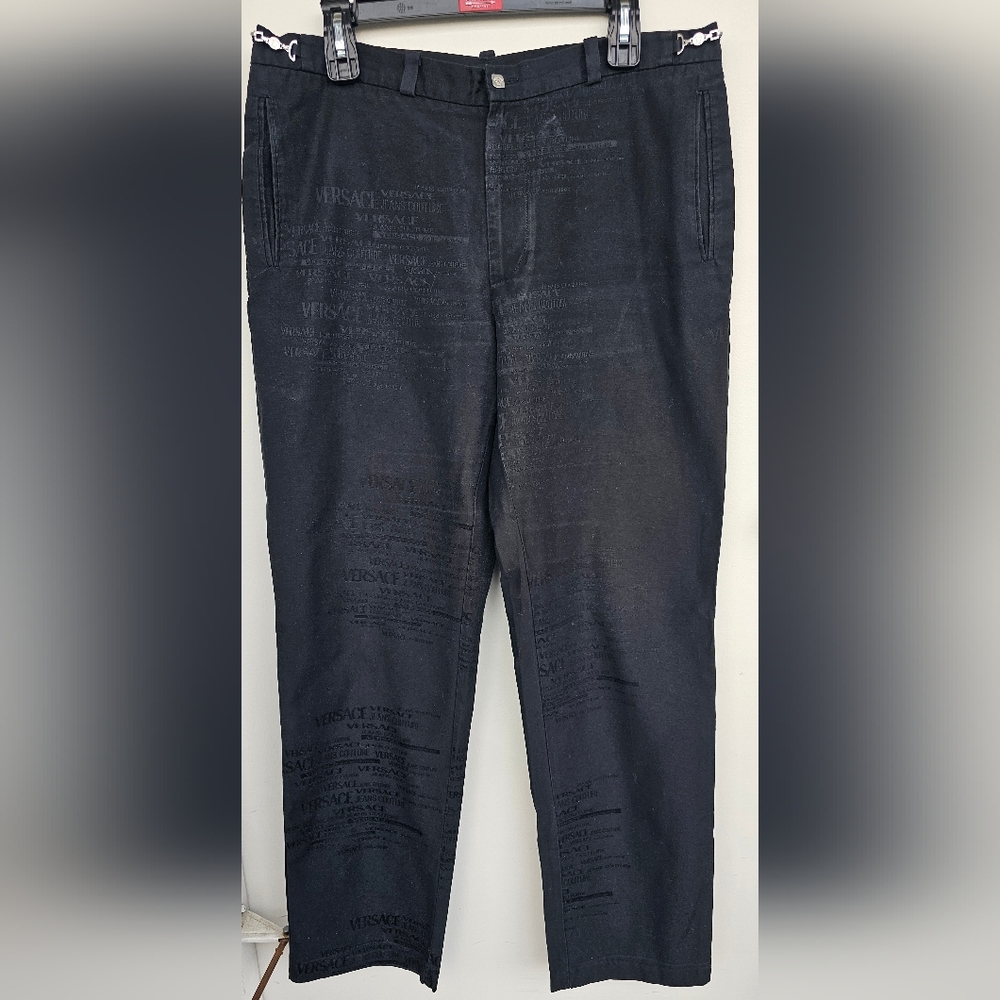 Versace Jeans Couture Black Spellout Logo  Dress Pants Timeless Style.Sz.38/52